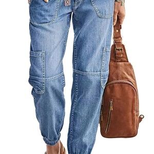 Flamingals Women’s Straight Leg Button Fly Jeans in Light Blue